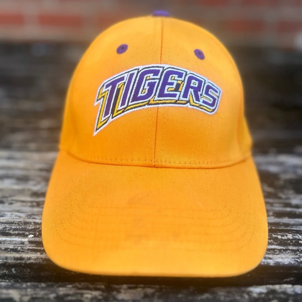 Pair (2) of Captivating Headwear LSU Tigers Adjustable Baseball Hats Purple Gold